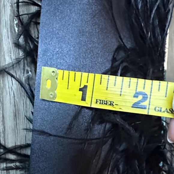 BCBGMaxAzria Black Feathered Clutch Gold Chain - Picture 11 of 12